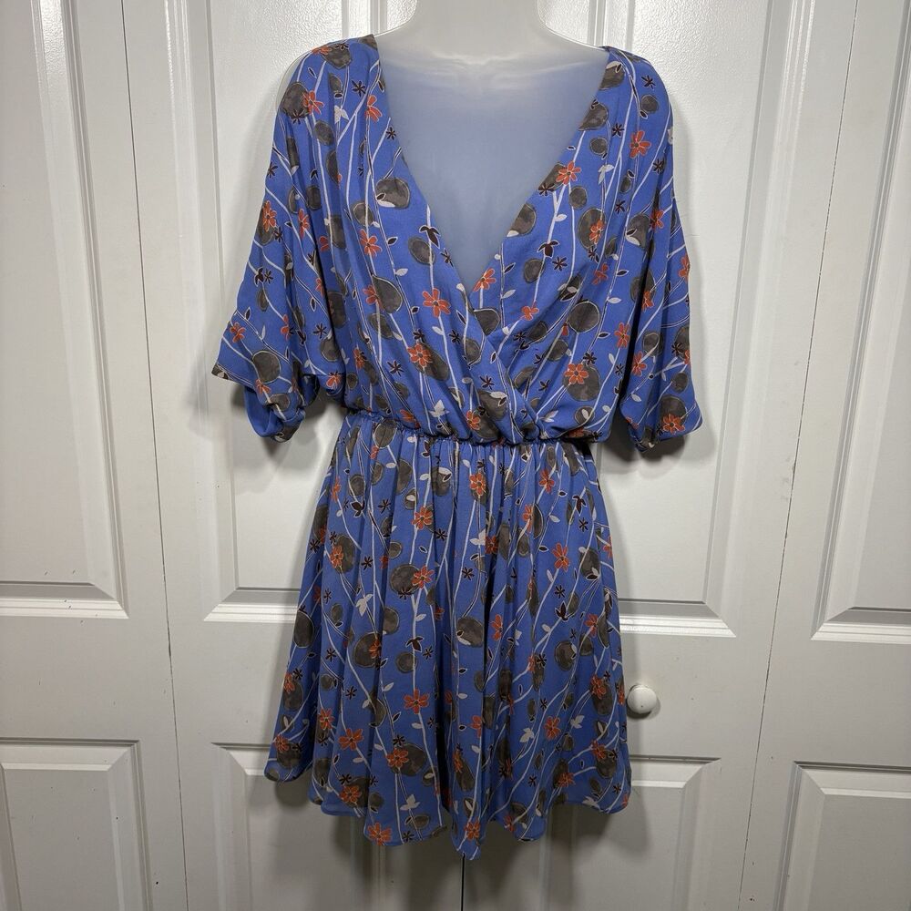 Chelsea & Violet Cold Shoulder Mini Dress Womens S Boho Floral Blue Summer